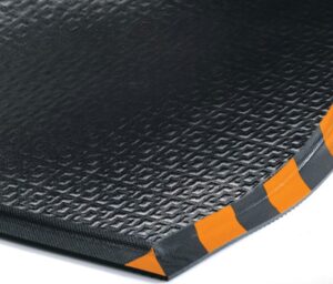 rubber non-slip mat with orange and black striped border